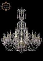 Люстра подвесная хрустальная 11.24.12+6.300.XL-93.Gd.V7010 Bohemia Art Classic прозрачная на 18 ламп, основание золотое в стиле классический Люстра подвесная хрустальная 11.24.12+6.300.XL-93.Gd.V7010 Bohemia Art Classic прозрачная на 18 ламп, основание золотое в стиле классический